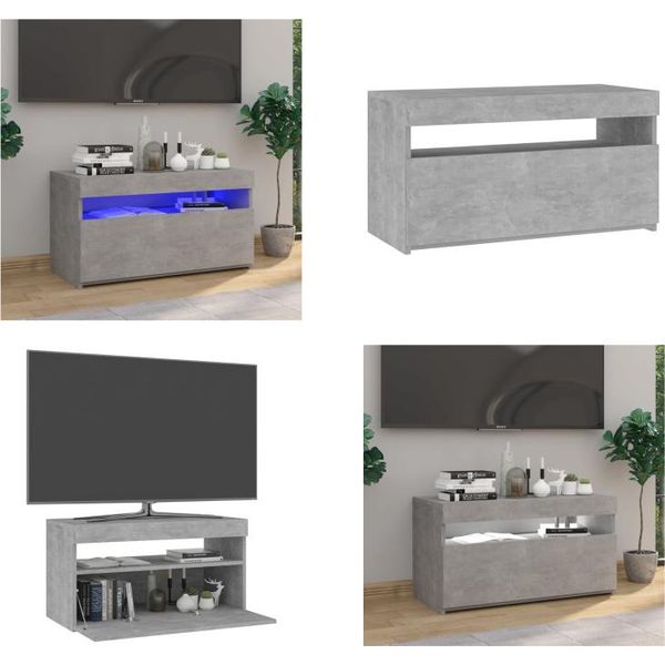 Vidaxl Mobile Tv Con Luci Led Grigio Cemento 75X35X40 Cm - Mobile Tv - Mobili Tv - Mobili Tv - Porta Tv-image
