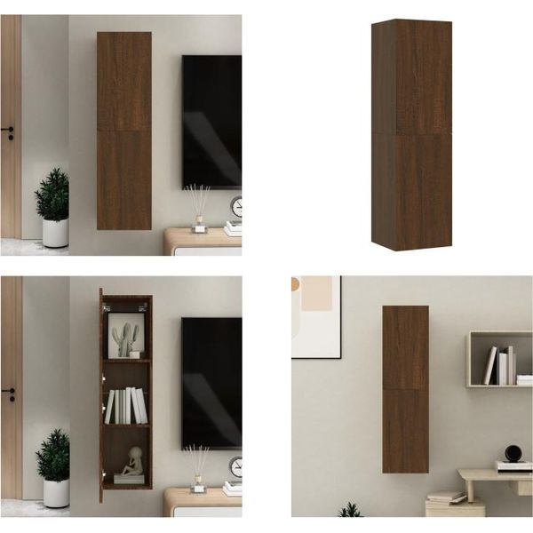 Vidaxl Mobile Tv A Parete In Rovere Marrone 30,5X30X110 Cm - Mobile Tv A Parete - Mobile Tv - Mobile Tv - Mobili Tv-image