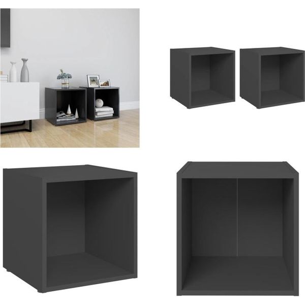 Vidaxl Mobili Tv 2 Pz. Grigio 37X35X37 Cm Materiale A Base Di Legno - Mobile Tv - Mobili Tv - Mobili Tv - Mobile Tv-image