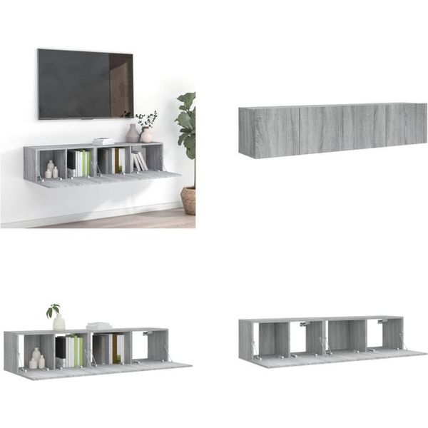 Vidaxl Set Di Mobili Tv 2 Pezzi In Legno Grigio Sonoma - Set Di Mobili Tv - Mobile Tv - Mobile Tv - Mobile Tv A Muro-image