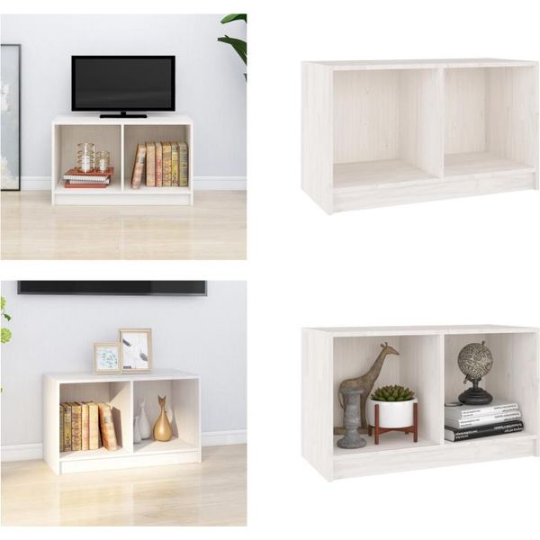 Vidaxl Mobile Tv Bianco 70X33X42 Cm In Pino Massiccio - Mobile Tv - Mobile Tv - Mobiletto Tv - Mobiletto Basso - Mobiletto Stereo-image