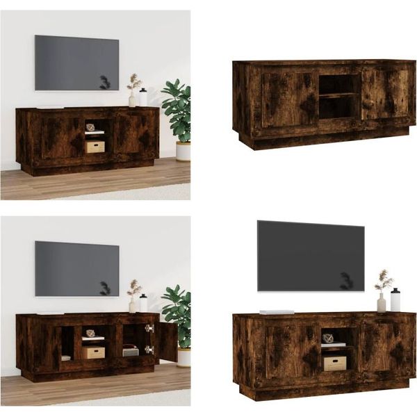 Vidaxl Mobile Tv In Rovere Fumé 102X35X45 Cm Materiale A Base Di Legno - Mobile Tv - Mobile Tv - Mobili Tv - Porta Tv-image