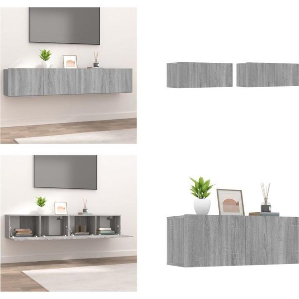 Vidaxl Mobili Tv 2 Pz. Grigio Sonoma 80X30X30 Cm Materiale A Base Di Legno - Mobile Tv - Mobili Tv - Mobili Tv - Porta Tv-image
