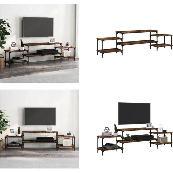 Mobile Tv Vidaxl Rovere Fumé 197X35X52 Cm Materiale A Base Di Legno - Mobile Tv - Mobile Tv - Mobile Tv - Porta Tv-image
