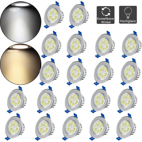 Jnglgo 20X3W Spot Da Incasso Led Faretto Da Incasso Faretto Da Incasso Faretto Da Soffitto Faretto Da Incasso Faretto Da Soffitto (20X3W, Bianco Freddo)-image
