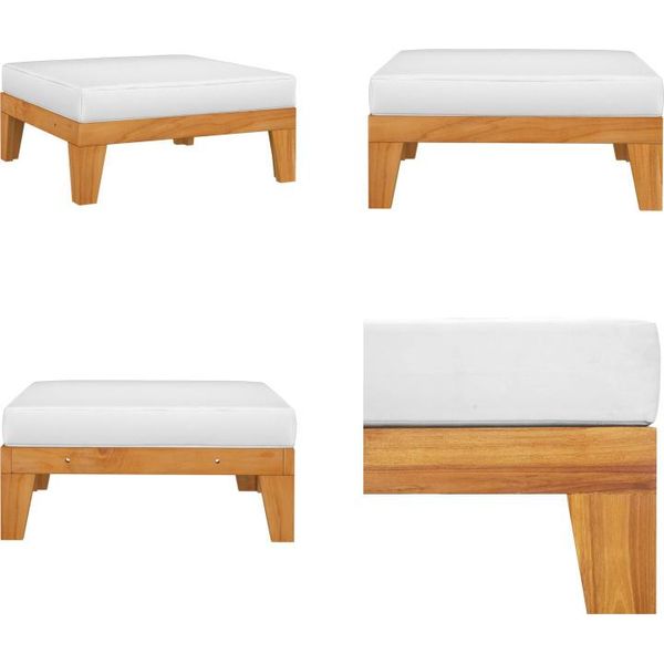 Vidaxl Poggiapiedi Modulare Con Cuscini Bianco Crema In Legno Massiccio Di Acacia - Poggiapiedi - Poggiapiedi In Legno - Poggiapiedi - Poggiapiedi-image