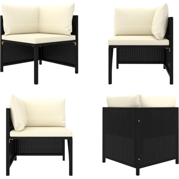 Vidaxl Divano Angolare Modulare Con Cuscini In Polirattan Nero - Divano Angolare Modulare - Divani Angolari Modulari - Divani Angolari Modulari - Divani Angolari Modulari-image