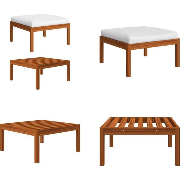 Vidaxl Sgabello Da Giardino Con Cuscino In Legno Massiccio Di Acacia - Sgabello - Panca Per Piedi - Poggiapiedi - Poggiapiedi-image