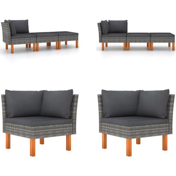 Vidaxl Set Salotto Da Giardino 3 Pezzi In Poly Rattan E Legno Massiccio Di Eucalipto - Set Divano Da Giardino - Set Divano Da Giardino - Set Arredo Giardino - Set Arredo Giardino-image