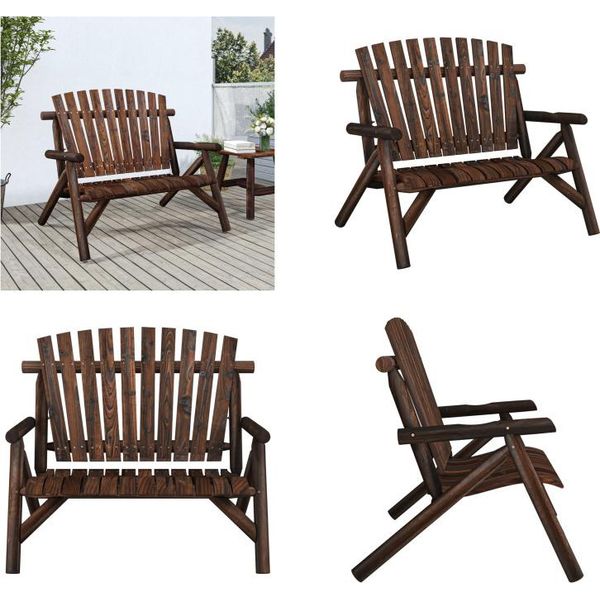 Vidaxl Panca Da Giardino A 2 Posti 119X85X98 Cm In Legno Massello Di Abete - Panca Da Giardino - Panca Da Giardino - Panca Da Esterno-image