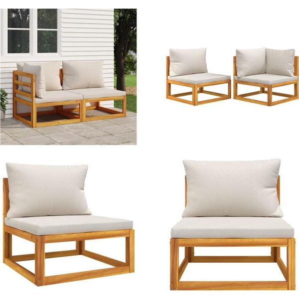 Vidaxl Set Divano Da Giardino 2 Pezzi Con Cuscini In Legno Massiccio Di Acacia - Set Divano Da Giardino - Set Divano Da Giardino - Salotto - Divano Da Giardino-image
