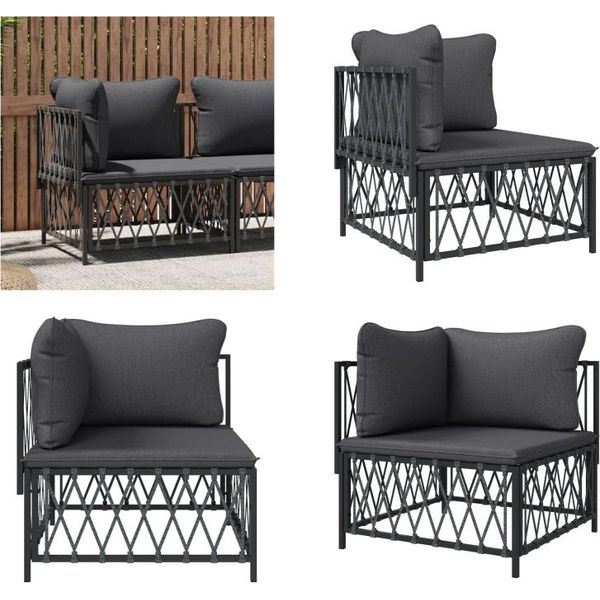 Vidaxl Divano Da Giardino Ad Angolo Con Cuscini In Tessuto Antracite - Divano Da Giardino Ad Angolo - Divani Da Giardino Ad Angolo - Divano Da Esterno Ad Angolo - Divano Da Terrazzo Ad Angolo-image