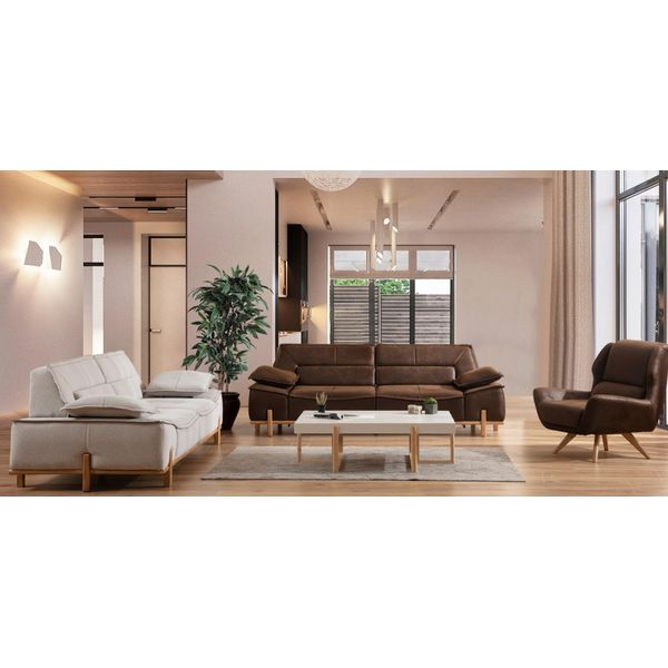 Set Completo Di Divani Tre Posti Poltrona Divano Marrone Jvmoebel-image