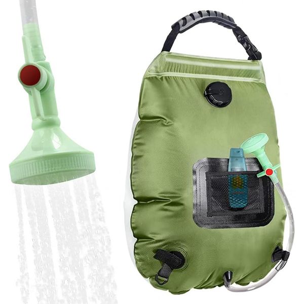 Sacco Doccia Solare Camping 20L, Sacco Doccia Solare Acqua Mano Doccia Tubo Portatile, Doccia All'aperto Riscaldatore Solare Per L'estate Escursionistica-image