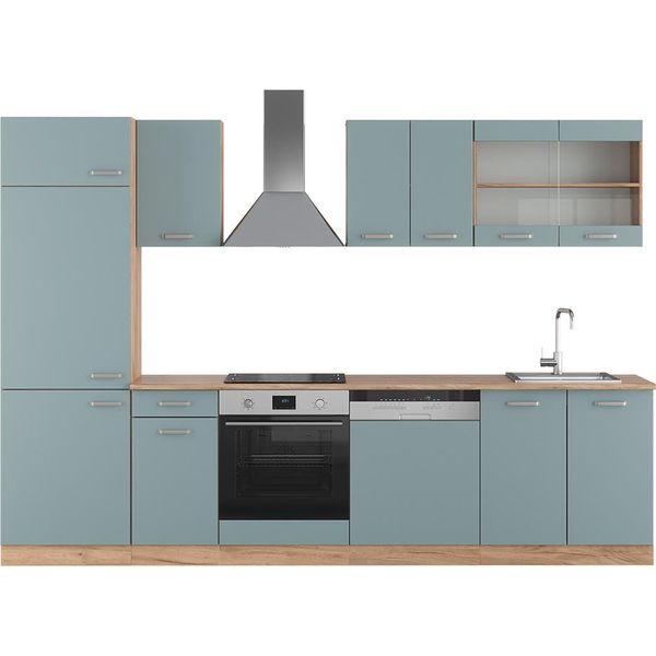 Vicco Cucina Componibile R-Line, 300 Cm , Pt Rovere, Rovere Blu-Grigio/Oro-image