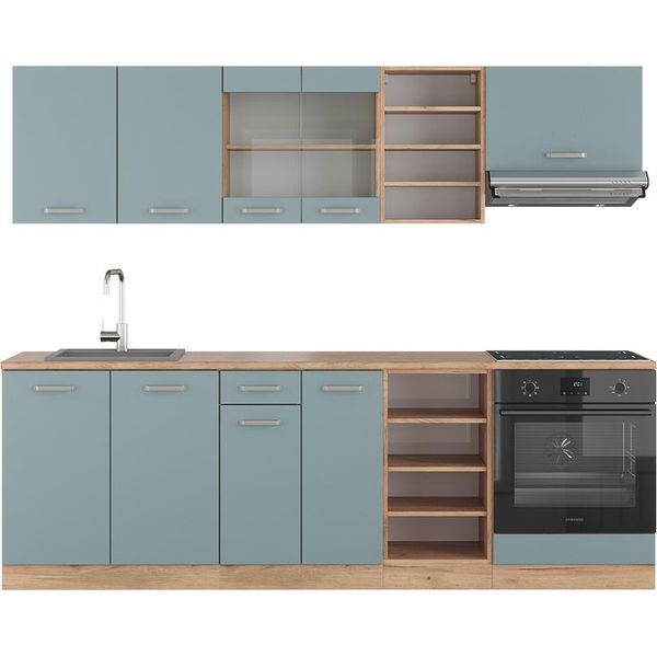Vicco Cucina Componibile R-Line, 240 Cm , Pt Rovere, Rovere Blu-Grigio/Oro-image