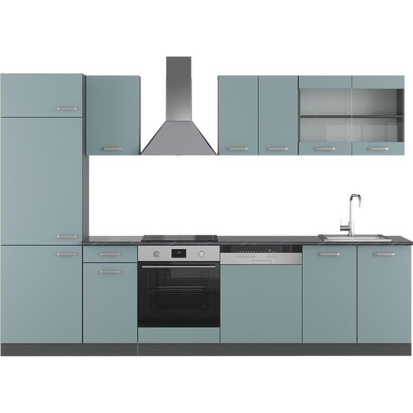 Vicco Cucina Componibile R-Line, 300 Cm , Pt Antracite, Blu-Grigio/Antracite-image