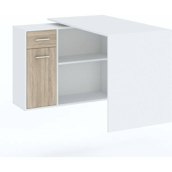 Scrivania Ad Angolo Weslaco - Rovere Sonoma / Bianco-image