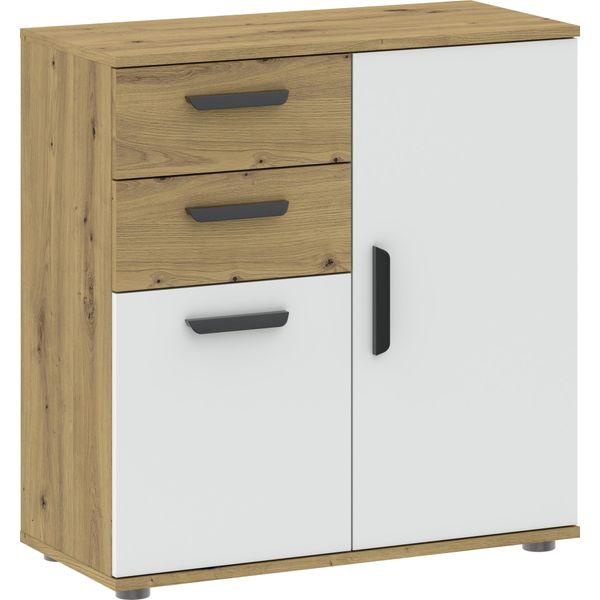 Cassettiera Combinata Stretta Richmond - Rovere Artisan / Bianco-image