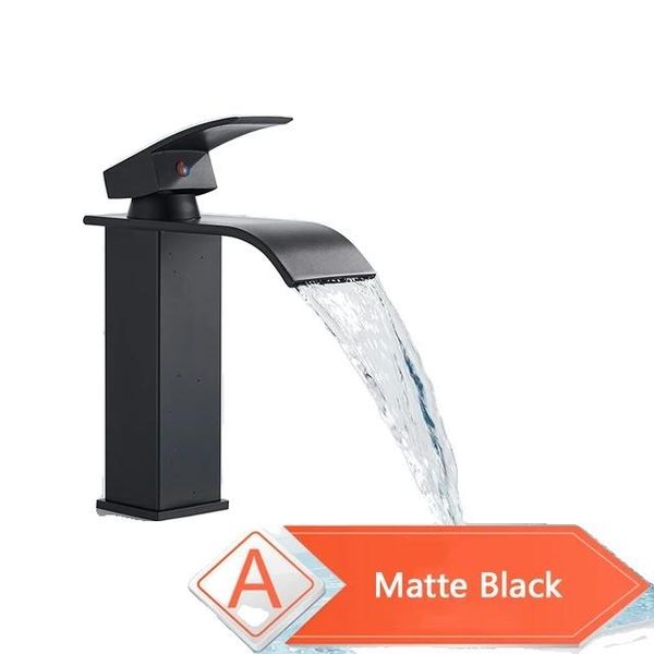 Rubinetto Da Bagno, Design A Cascata, Comando Monocomando, Nero Opaco Mmw-image