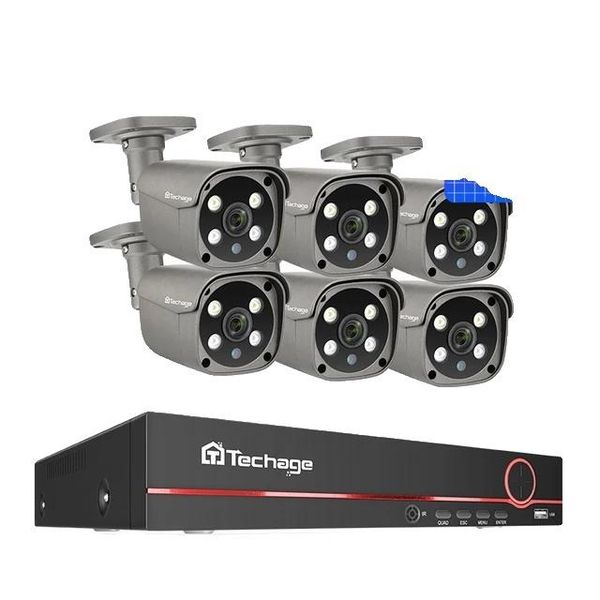 Sistema Di Telecamere Di Sicurezza, Risoluzione 4K Hd, Audio Bidirezionale, Nessuna, Telecamera 8CH 6 Pezzi 5MP-image