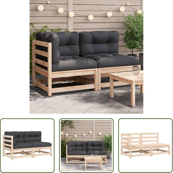 The Living Store Divano Da Giardino Con Cuscini 2 Posti In Legno Di Pino Massiccio-image