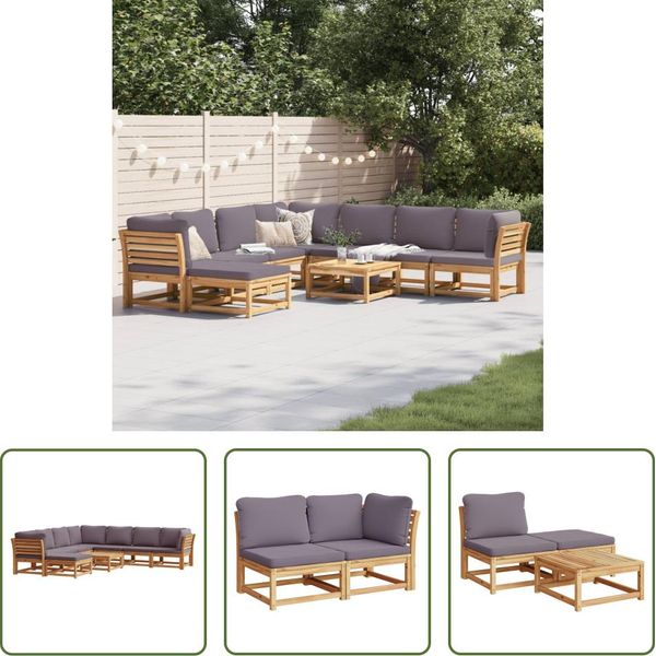 The Living Store Set Da Giardino 9 Pezzi Con Cuscini In Legno Massiccio Di Acacia-image