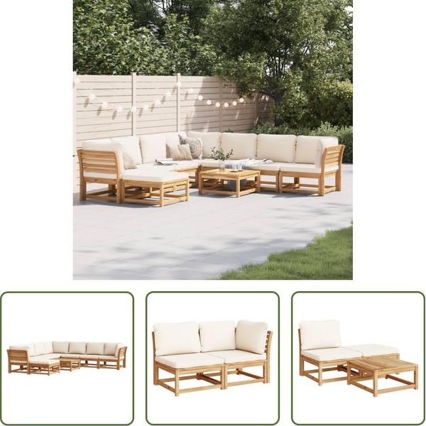 The Living Store Set Da Giardino 9 Pezzi Con Cuscini In Legno Massiccio Di Acacia-image
