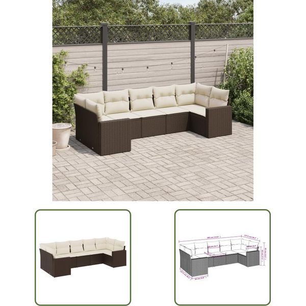 The Living Store Set Di Divani Da Giardino 7 Pezzi Con Cuscini In Polirattan Marrone-image