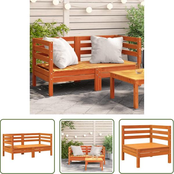 The Living Store Divani Da Giardino Ad Angolo 2 Pz. Legno Di Pino Massiccio Marrone Cera-image