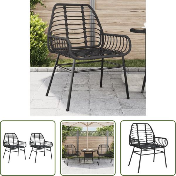 The Living Store Sedie Da Giardino 2 Pezzi In Poly Rattan Nero-image