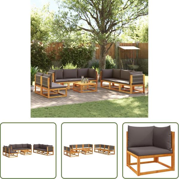 The Living Store Set Di Divani Da Giardino 9 Pezzi Con Cuscini In Legno Massiccio Di Acacia-image