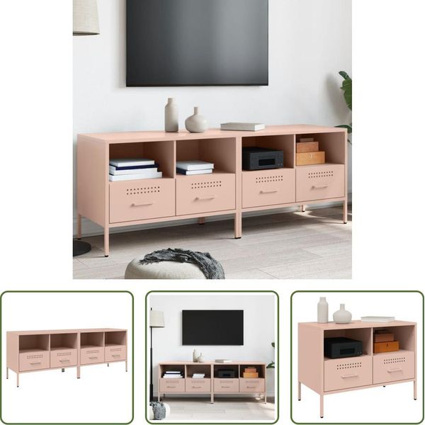 The Living Store Mobili Tv 2 Pz. Rosa 68X39X50,5 Cm Acciaio Laminato A Freddo-image