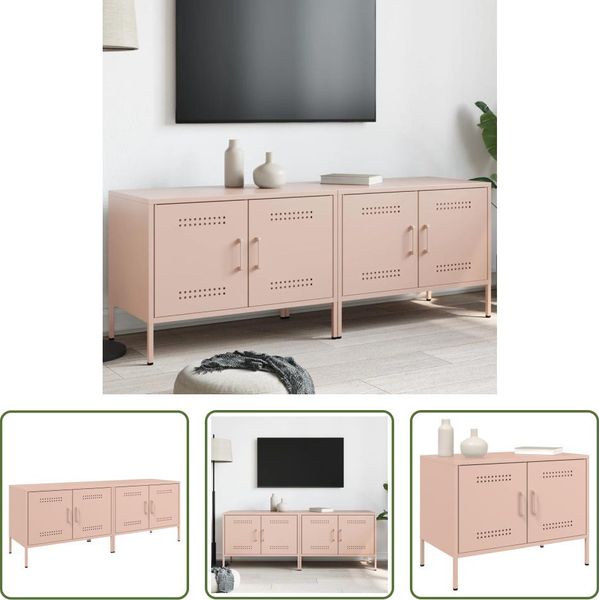 The Living Store Mobili Tv 2 Pz. Rosa 68X39X50,5 Cm In Acciaio-image