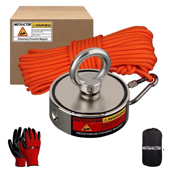 Magnete Da Pesca Al Neodimio Bifacciale, Forza Di Trazione Di 550 Libbre, Set Di Corde Da 20 M, D7525NI 20M Ropedimensioni Del Magnete-image