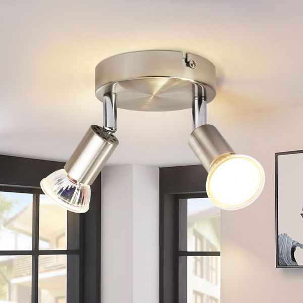 Zmh Faretto Da Soffitto Led Lampada Da Cucina GU10 - Lampada Da Soffitto 2 Fiamme Rotonde 350° Luce Da Soffitto Per Cucina Corridoio Camera Da Letto Soggiorno Senza Lampadina-image