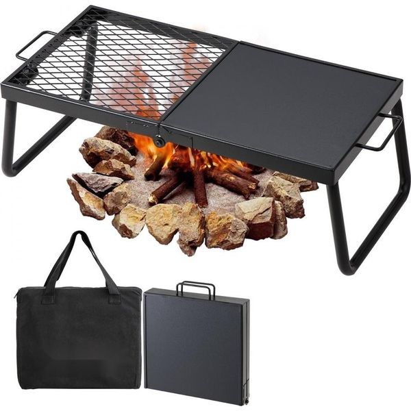 Bbq Gills - Griglia A Carbone Pieghevole - Griglia Da Tavolo 570 X 285 X 230 Mm - Capacità Di Carico 6 Kg - Griglia Portatile Da Viaggio - Griglia Da Campeggio All'aperto Fino A 300 ℃ - Griglia + Piastra - Per Feste In Giardino, Picnic, Terrazza.-image