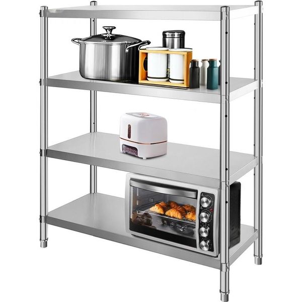 Scaffale In Acciaio Inox - Scaffale Per Catering - Scaffale Per Stoccaggio - 150 Kg - Scaffale Per Cucina E Stoccaggio - 155X120X48 Cm - Scaffale In Piedi-image