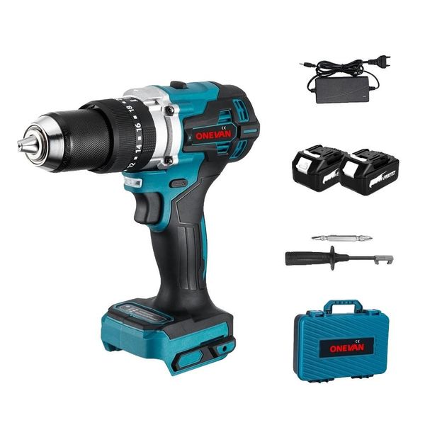 Trapano A Percussione Elettrico Senza Spazzole, Potenza 1500W, Coppia 650NM, 2 Batterie Spina Ue B-image
