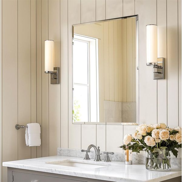 Artloge Specchio Da Parete Moderno, Specchio Decorativo Senza Cornice, Specchio Rettangolare, Specchio Da Parete Per Corridoio, Per Bagno, Soggiorno, Camera Da Letto 60×80Cm-image
