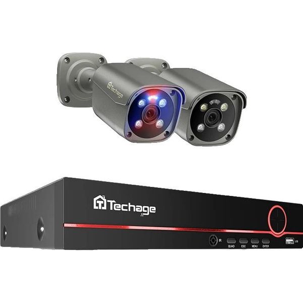 Sistema Di Telecamere Di Sicurezza 4K, Audio Bidirezionale, Visione Notturna A Colori, Telecamera 8CH Nvr 2 Pezzi, 1T-image