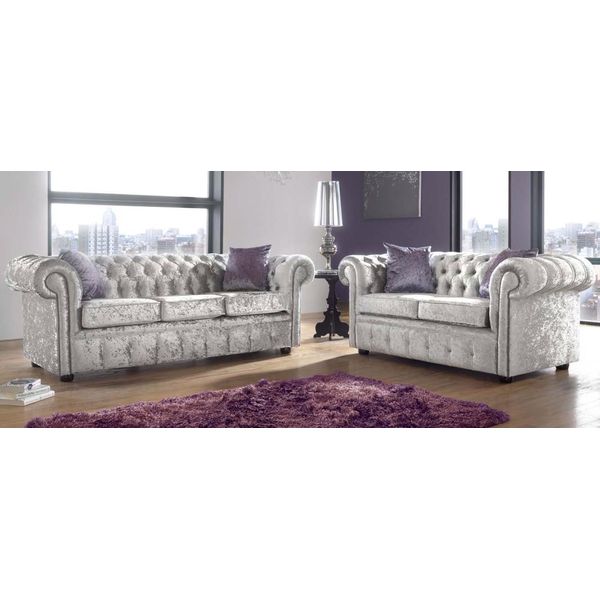 Set Di Divani Chesterfield 3+2 Posti Divano Classico Barocco Rococò In Pelle Tessile-image