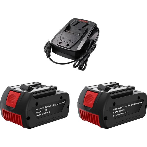 Batteria Di Ricambio, 18V, Capacità 6000Mah, 2 Batterie 1 Caricatore-image