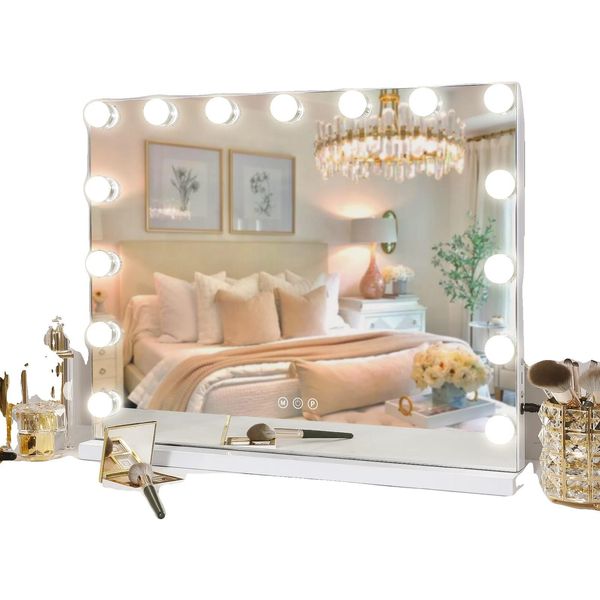 Specchio Illuminato Per Il Trucco, Controllo Intelligente A Sfioramento, Porta Di Ricarica Usb , 5846Usb-Bianco-image