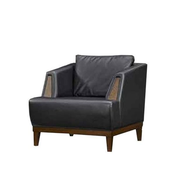 Poltrona Nera In Pelle Monoposto Da Salotto Poltrona D'arredo-image