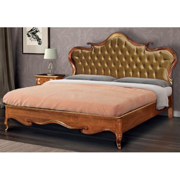 Letto Chesterfield Tappezzeria Design Letti Hotel Matrimoniali Di Lusso Legno Italiano Nuovo-image