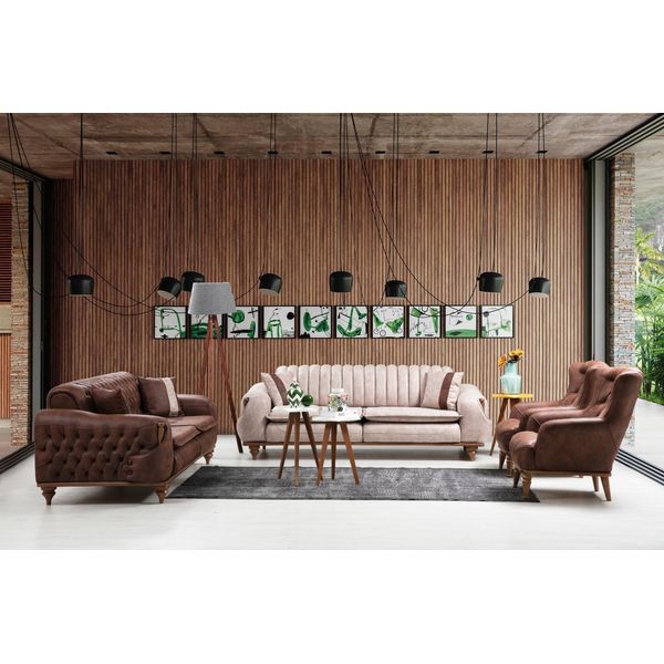 Set Di Divani Chesterfield Cuscino Per Divano Divano Divano Mobili Tessuto-image