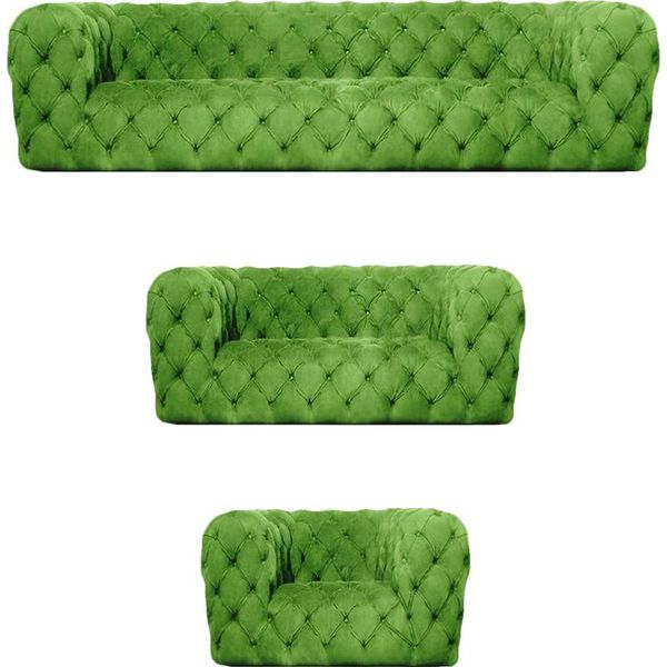 Set Di Divani Chesterfield Completo Di 3 Pezzi Soggiorno Moderno Tessile Nuovi Mobili Per Sedersi-image