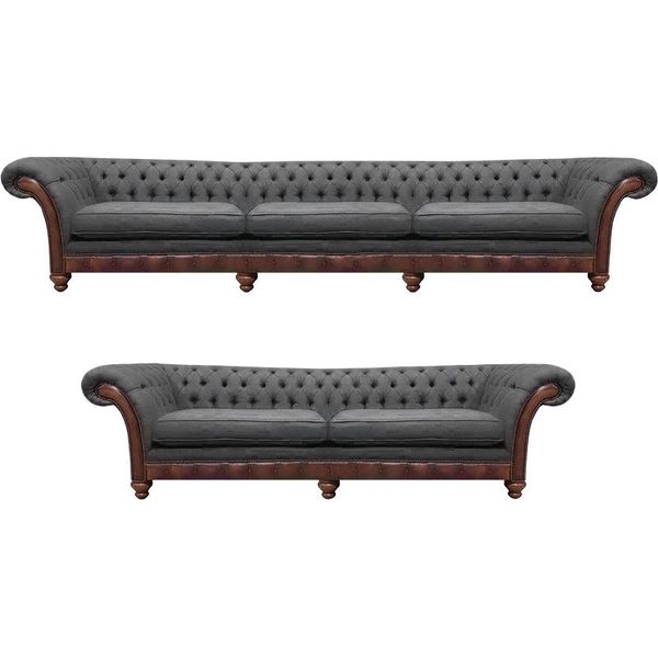 Set Di Divani 2 Pezzi Mobili Imbottiti Soggiorno 2X Divani Chesterfield Arredamento-image