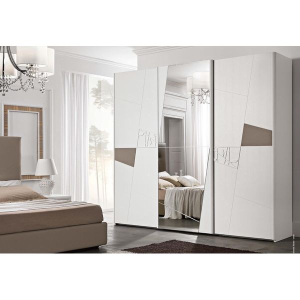 Armadio Guardaroba Ante Scorrevoli Design Armadi Vestiti Legno Mobili Nuovi-image